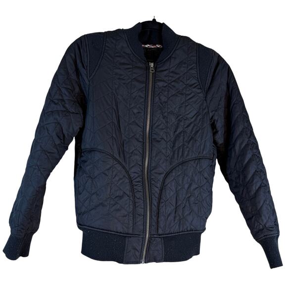 ‎PrAna Bomber Varsity Jacket Women X-Small Black Quilted Full Zip Outerwear - Picture 1 of 13